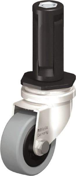 Blickle - 2" Diam x 45/64" Wide x 2-13/16" OAH Stem Mount Swivel Caster - Solid Rubber, 88 Lb Capacity, Plain Bore Bearing, Round Stem - A1 Tooling