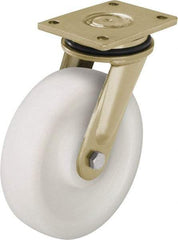 Blickle - 8" Diam x 1-31/32" Wide x 9-41/64" OAH Top Plate Mount Swivel Caster - Impact-Resistant Nylon, 3,300 Lb Capacity, Plain Bore Bearing, 5-1/2 x 4-3/8" Plate - A1 Tooling