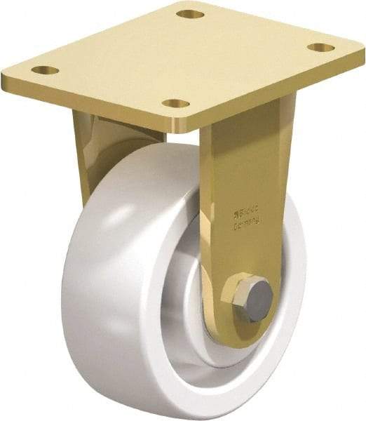 Blickle - 5" Diam x 1-31/32" Wide x 6-11/16" OAH Top Plate Mount Rigid Caster - Impact-Resistant Nylon, 1,650 Lb Capacity, Ball Bearing, 5-1/2 x 4-3/8" Plate - A1 Tooling