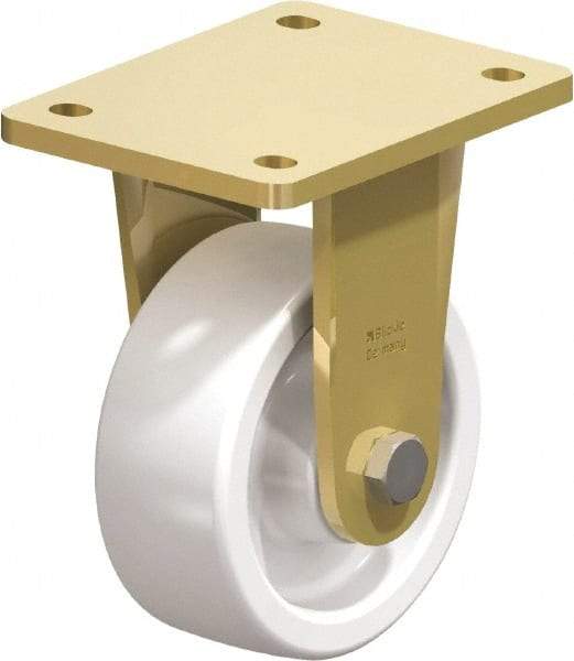 Blickle - 5" Diam x 1-31/32" Wide x 6-11/16" OAH Top Plate Mount Rigid Caster - Impact-Resistant Nylon, 1,650 Lb Capacity, Plain Bore Bearing, 5-1/2 x 4-3/8" Plate - A1 Tooling