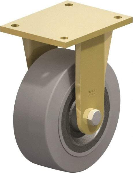 Blickle - 8" Diam x 3-9/64" Wide x 10-1/32" OAH Top Plate Mount Rigid Caster - Solid Rubber, 1,870 Lb Capacity, Ball Bearing, 6-7/8 x 5-1/2" Plate - A1 Tooling