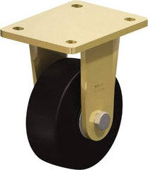 Blickle - 5" Diam x 1-31/32" Wide x 6-11/16" OAH Top Plate Mount Rigid Caster - Solid Rubber, 704 Lb Capacity, Ball Bearing, 5-1/2 x 4-3/8" Plate - A1 Tooling