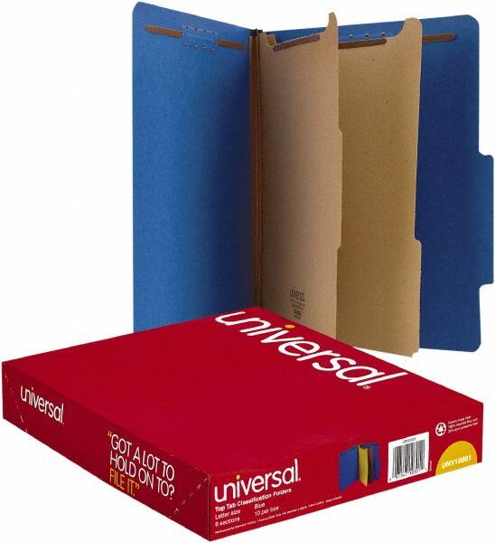 UNIVERSAL - 8-1/2 x 11", Letter Size, Cobalt Blue, Classification Folders with Top Tab Fastener - 25 Point Stock, Right of Center Tab Cut Location - A1 Tooling