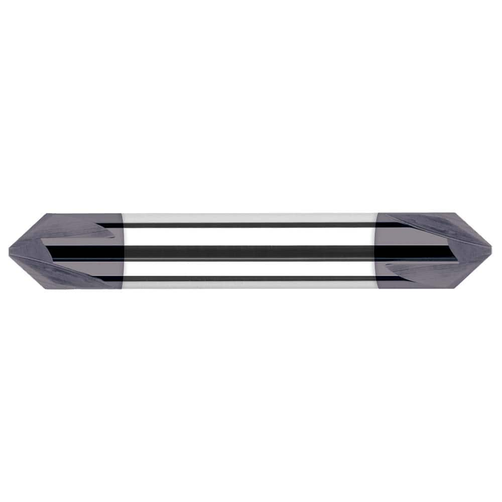 Harvey Tool - 5/16" Diam 90°/90° 3-Flute Double End Solid Carbide Chamfer Mill - Exact Industrial Supply