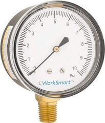 Value Collection - 2-1/2" Dial, 1/4 Thread, 0-10 Scale Range, Pressure Gauge - Lower Connection Mount, Accurate to 1.5% of Scale - A1 Tooling