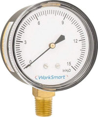 Value Collection - 2-1/2" Dial, 1/4 Thread, 0-15 Scale Range, Pressure Gauge - Lower Connection Mount, Accurate to 1.5% of Scale - A1 Tooling