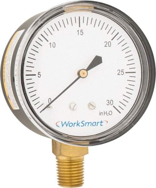 Value Collection - 2-1/2" Dial, 1/4 Thread, 0-30 Scale Range, Pressure Gauge - Lower Connection Mount, Accurate to 1.5% of Scale - A1 Tooling