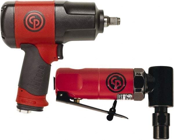 Chicago Pneumatic - Impact Wrench Air Tool Combination Kit - 90 psi, Includes 1/4" 90° Mini Angle Die Grinder - A1 Tooling