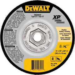 DeWALT - 24 Grit, 6" Wheel Diam, Type 27 Depressed Center Wheel - Coarse/Medium Grade, Ceramic, N Hardness, 10,100 Max RPM - A1 Tooling