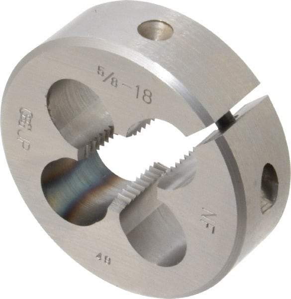 OSG - 5/8-18 UNF Thread, 2" Outside Diam High Speed Steel Round Die - 5/8" Thick, Right Hand Thread, Adjustable - Exact Industrial Supply