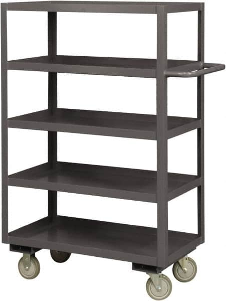 Durham - 1,200 Lb Capacity, 18" Wide x 36" Long x 55-5/8" High Service Cart - 5 Shelf, Steel, 2 Rigid/2 Swivel Casters - A1 Tooling