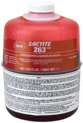 Loctite - 1,000 mL Bottle, Red, High Strength Liquid Threadlocker - Series 263, 24 Hour Full Cure Time, Hand Tool, Heat Removal - A1 Tooling