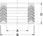 Made in USA - 3-1/2" Inside Diam x 4-1/2" Outside Diam V-Packing Set - 1-1/2" High - A1 Tooling