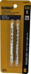 DeWALT - 4" Long, 6 Teeth per Inch, High Carbon Steel Jig Saw Blade - Toothed Edge, 1/4" Wide x 0.035" Thick, T-Shank - A1 Tooling