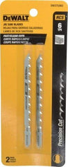 DeWALT - 4" Long, 6 Teeth per Inch, High Carbon Steel Jig Saw Blade - Toothed Edge, 1/4" Wide x 0.06" Thick, T-Shank - A1 Tooling