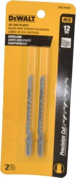 DeWALT - 3" Long, 12 Teeth per Inch, High Carbon Steel Jig Saw Blade - Toothed Edge, 1/4" Wide x 0.06" Thick, T-Shank - A1 Tooling