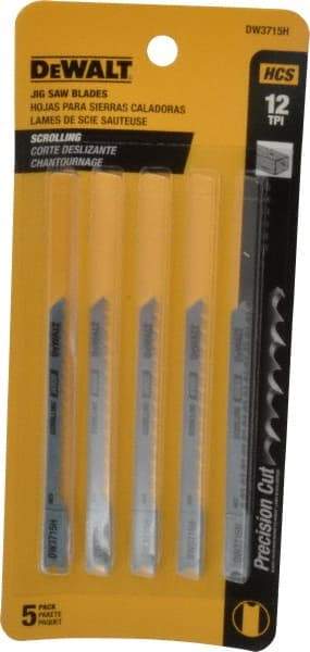 DeWALT - 3" Long, 12 Teeth per Inch, High Carbon Steel Jig Saw Blade - Toothed Edge, 1/4" Wide x 1/16" Thick, U-Shank - A1 Tooling