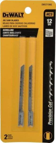 DeWALT - 3" Long, 12 Teeth per Inch, High Carbon Steel Jig Saw Blade - Toothed Edge, 1/4" Wide x 1/16" Thick, U-Shank - A1 Tooling