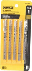 DeWALT - 4" Long, 6 Teeth per Inch, High Carbon Steel Jig Saw Blade - Toothed Edge, 1/4" Wide x 0.06" Thick, U-Shank - A1 Tooling