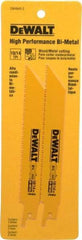 DeWALT - 6" Long x 3/4" Thick, Bi-Metal Reciprocating Saw Blade - Straight Profile, 10 to 14 TPI, Toothed Edge, Universal Shank - A1 Tooling