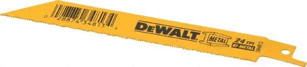 DeWALT - 6" Long x 3/4" Thick, Bi-Metal Reciprocating Saw Blade - Straight Profile, 24 TPI, Toothed Edge, Universal Shank - A1 Tooling