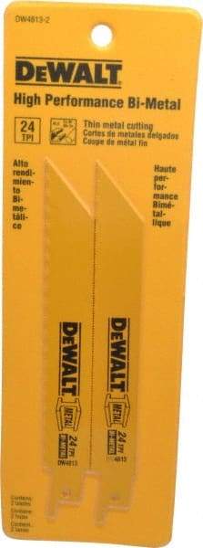 DeWALT - 6" Long x 3/4" Thick, Bi-Metal Reciprocating Saw Blade - Straight Profile, 24 TPI, Toothed Edge, Universal Shank - A1 Tooling