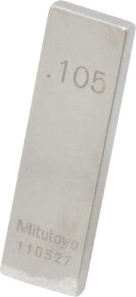 Mitutoyo - 0.105" Rectangular Steel Gage Block - Accuracy Grade 0, Includes Certificate of Inspection - A1 Tooling