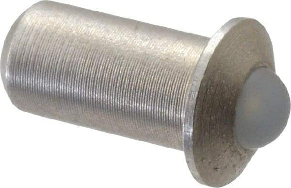 Gibraltar - 1/4" Body Length x 1/8" Body Diam, 0.4 Lb Init to 1.3 Lb Final End Force, Stainless Steel Press Fit Ball Plunger - 3/32" Ball Diam, 0.035" Max Ball Reach, 0.032" Flange Thickness - A1 Tooling