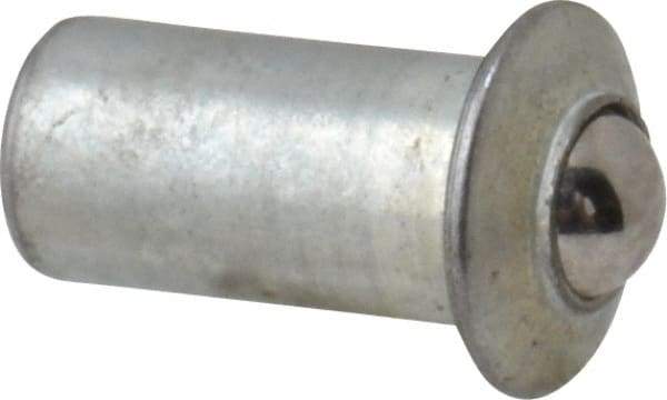 Gibraltar - 1/4" Body Length x 1/8" Body Diam, 0.4 Lb Init to 1.3 Lb Final End Force, Steel Press Fit Ball Plunger - 3/32" Ball Diam, 0.035" Max Ball Reach, 0.032" Flange Thickness - A1 Tooling