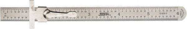 SPI - 6" Long, 1/64, 1/32", Decimal Equivalency Table Graduation, Flexible Stainless Steel Rule - 10R/D Graduation Style, 1/2" Wide, Silver, Brushed Finish - A1 Tooling