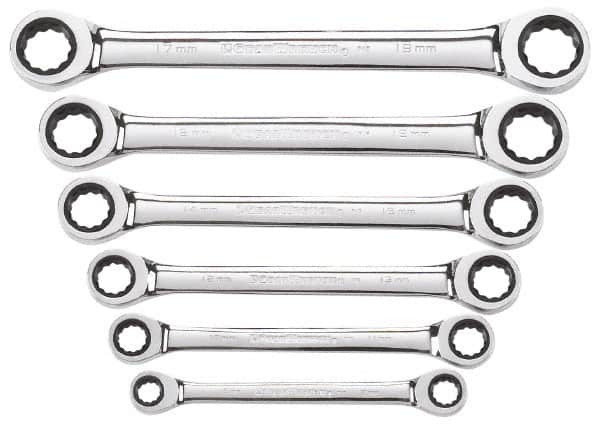 GearWrench - 6 Piece, 8mm x 9mm to 17mm x 19mm, Ratchet Set - Metric Measurement Standard, Chrome Finish, Comes in Display Card - A1 Tooling