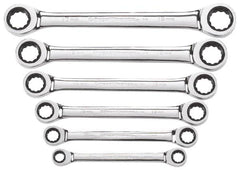 GearWrench - 6 Piece, 8mm x 9mm to 17mm x 19mm, Ratchet Set - Metric Measurement Standard, Chrome Finish, Comes in Display Card - A1 Tooling