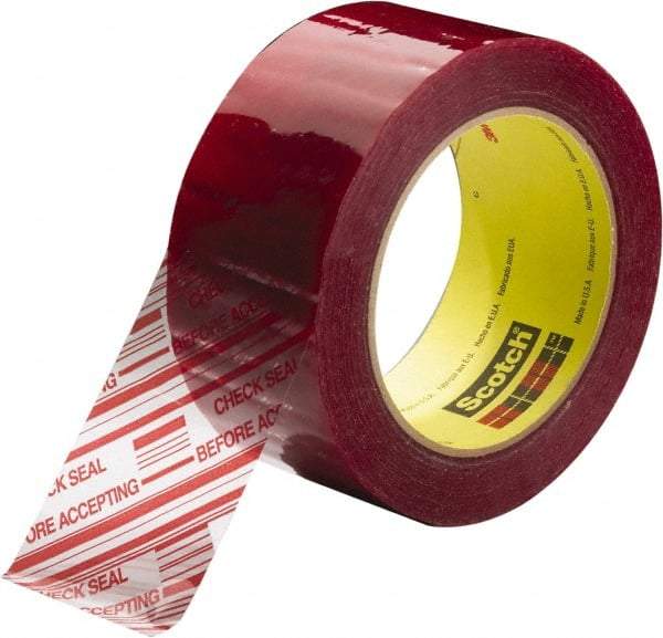 3M - 3" x 110 Yd Clear & Red Rubber Adhesive Sealing Tape - Polypropylene Film Backing, 1.9 mil Thick, 44 Lb Tensile Strength, Series 3779 - A1 Tooling