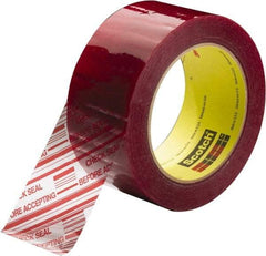 3M - 2" x 110 Yd Clear & Red Rubber Adhesive Sealing Tape - Polypropylene Film Backing, 1.9 mil Thick, 44 Lb Tensile Strength, Series 3779 - A1 Tooling