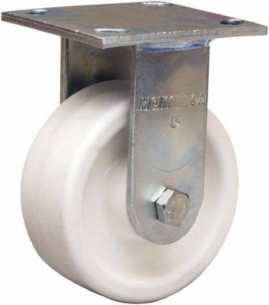 Hamilton - 5" Diam x 2" Wide x 6-1/2" OAH Top Plate Mount Rigid Caster - Polyolefin, 650 Lb Capacity, Delrin Bearing, 4 x 4-1/2" Plate - A1 Tooling