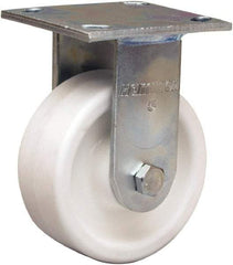 Hamilton - 5" Diam x 2" Wide x 7" OAH Top Plate Mount Rigid Caster - Polyolefin, Delrin Bearing, 4 x 4-1/2" Plate - A1 Tooling