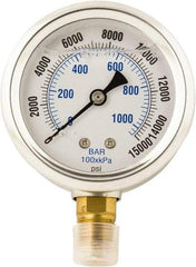 Value Collection - 0 to 15,000 Scale Range Pressure Liquid Filled Gauge - 1.5% of Scale Accuracy - A1 Tooling