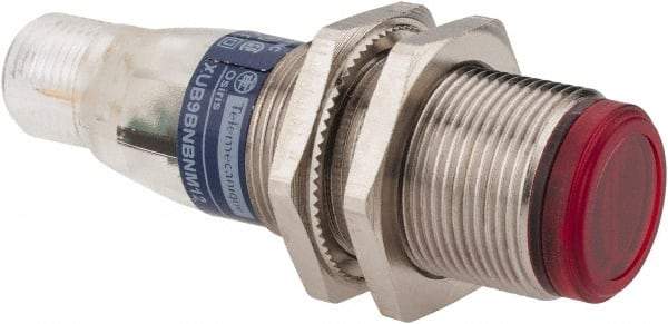 Telemecanique Sensors - 4 Pin M12 Connector, 2m Nominal Distance, Shock and Vibration Resistant, Polarized Retroreflective Photoelectric Sensor - 12 to 24 VDC, 500 Hz, Nickel Plated Brass, 2.44 Inch Long x 0.71 Inch Wide - A1 Tooling