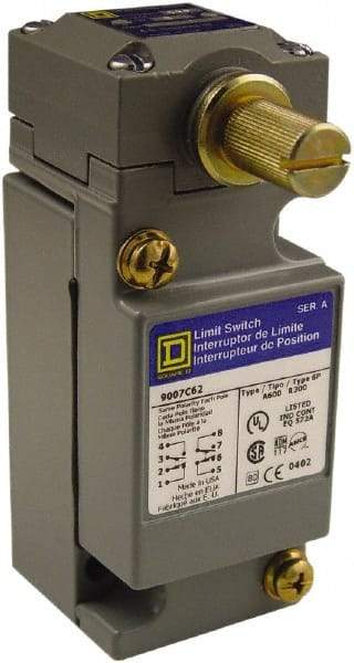 Square D - DPDT, 2NC/2NO, Multiple VAC Levels, Screw Terminal, Rotary Head Actuator, General Purpose Limit Switch - 1, 2, 4, 6, 12, 13, 6P NEMA Rating, IP66 IPR Rating - A1 Tooling