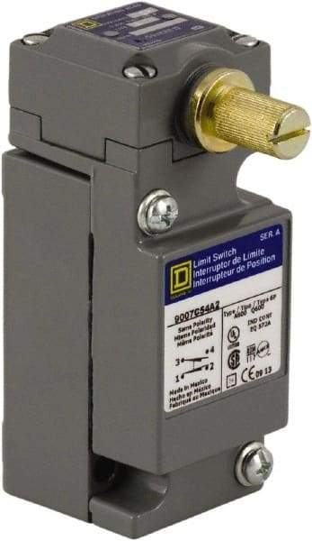 Square D - SPDT, NC/NO, 250 VDC at 0.11 Amp, 600 VAC at 1.20 Amp, Screw Terminal, Rotary Head Actuator, General Purpose Limit Switch - 1, 2, 4, 6, 12, 13, 6P NEMA Rating, IP66 IPR Rating - A1 Tooling