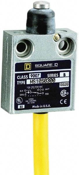 Square D - SPDT, NC/NO, 240 VAC, Prewired Terminal, Plunger Actuator, General Purpose Limit Switch - 1, 2, 4, 6, 6P NEMA Rating, IP67 IPR Rating, 80 Ounce Operating Force - A1 Tooling