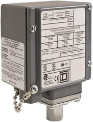 Square D - 4, 13 and 4X NEMA Rated, DPDT, 20 to 675 psi, Electromechanical Pressure and Level Switch - Fixed Pressure, 120 VAC at 6 Amp, 125 VDC at 0.22 Amp, 240 VAC at 3 Amp, 250 VDC at 0.11 Amp, 1/4 Inch Connector, Screw Terminal, For Use with 9012G - A1 Tooling