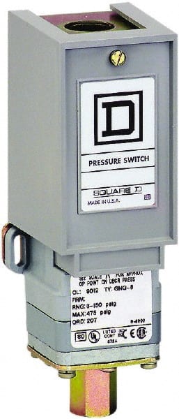 Square D - 1 NEMA Rated, SPDT, 1.5 to 75 psig, Electromechanical Pressure and Level Switch - Exact Industrial Supply