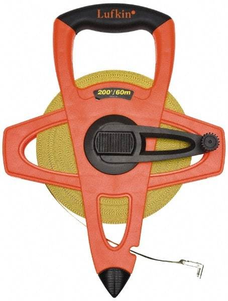 Lufkin - 328' x 1/2" Yellow Blade Tape Measure - 1/8" & 1mm Graduation, C4 Graduation Style, Orange/Yellow/Black Case - A1 Tooling