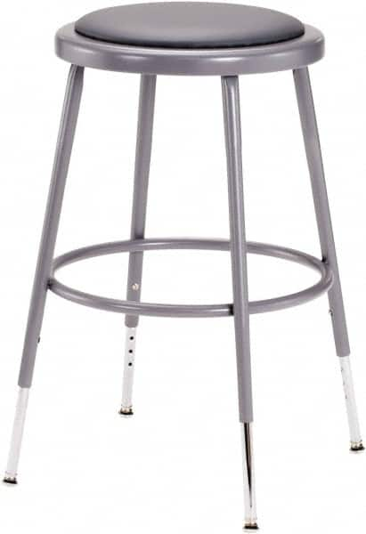 NPS - 18 Inch High, Stationary Adjustable Height Stool - 16 Inch Deep x 16 Inch Wide, Vinyl Seat, Grey - A1 Tooling