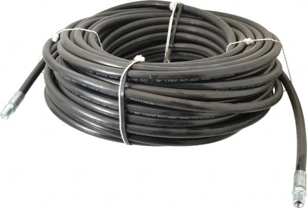 Value Collection - 1/4" ID x 1/2" OD, 4,400 Working psi, Black Thermoplastic Polyurethane Sewer Hose - 100' Long, -40 to 160°F - A1 Tooling