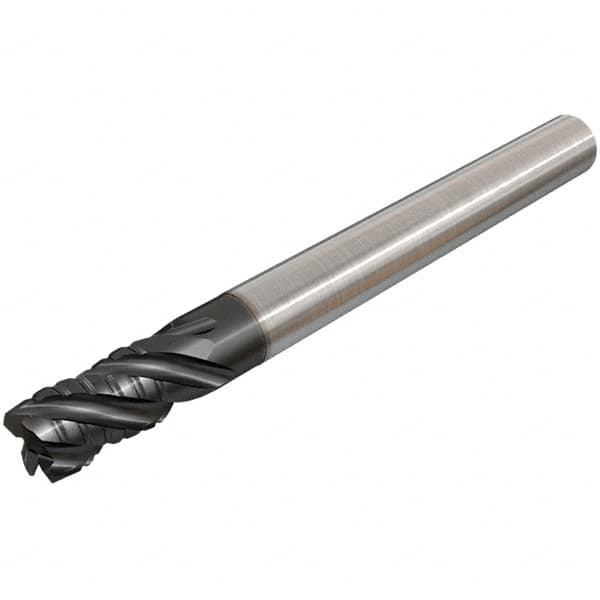 Iscar - 5/16" Diam, 5/8" LOC, 4 Flute Solid Carbide 45° Corner Chamfer Roughing End Mill - TiAlN Finish, 2-1/2" OAL, 5/16" Shank Diam, Single End, Extended Reach, 38° Helix - A1 Tooling