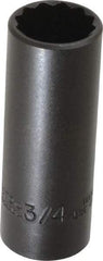 Proto - 3/4", 3/8" Drive, Deep Hand Socket - 12 Points, 2-3/4" OAL, Alloy Steel, Black Finish - A1 Tooling