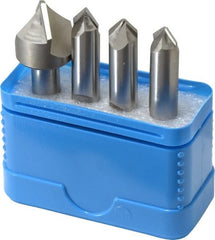 Hertel - 4 Piece 3/8 & 3/4" Cutter Head Diam, Cobalt Chamfer Mill Set - A1 Tooling