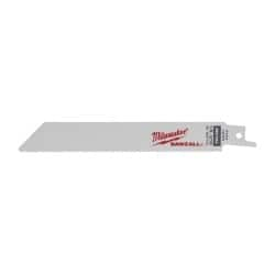 Milwaukee Tool - 6" Long, High Speed Steel Reciprocating Saw Blade - Straight Profile, 18 TPI, Toothed Edge, Tang Shank - A1 Tooling